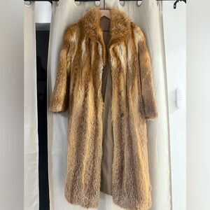 Luxurious Genuine Red Fox Fur Coat Full Length
